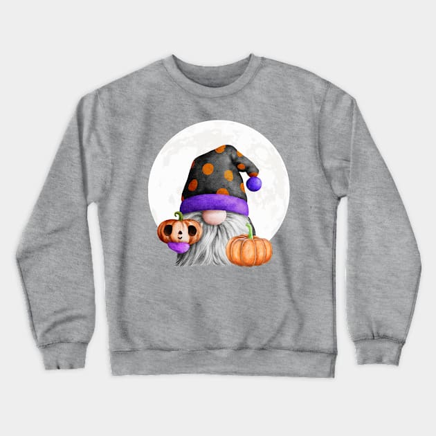 Gnome with Pumpkins Crewneck Sweatshirt by Nicole James